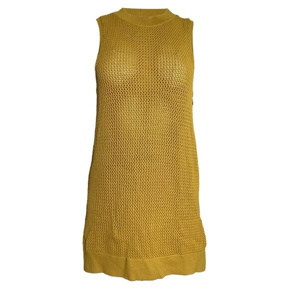 Jason Wu Pointelle-Knit Tunic Sweater In Yellow Viscose - Picture 1 of 6